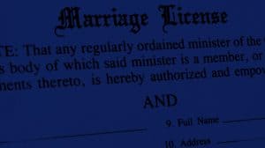 Photo of marriage license