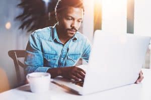 Man working remotely from his home